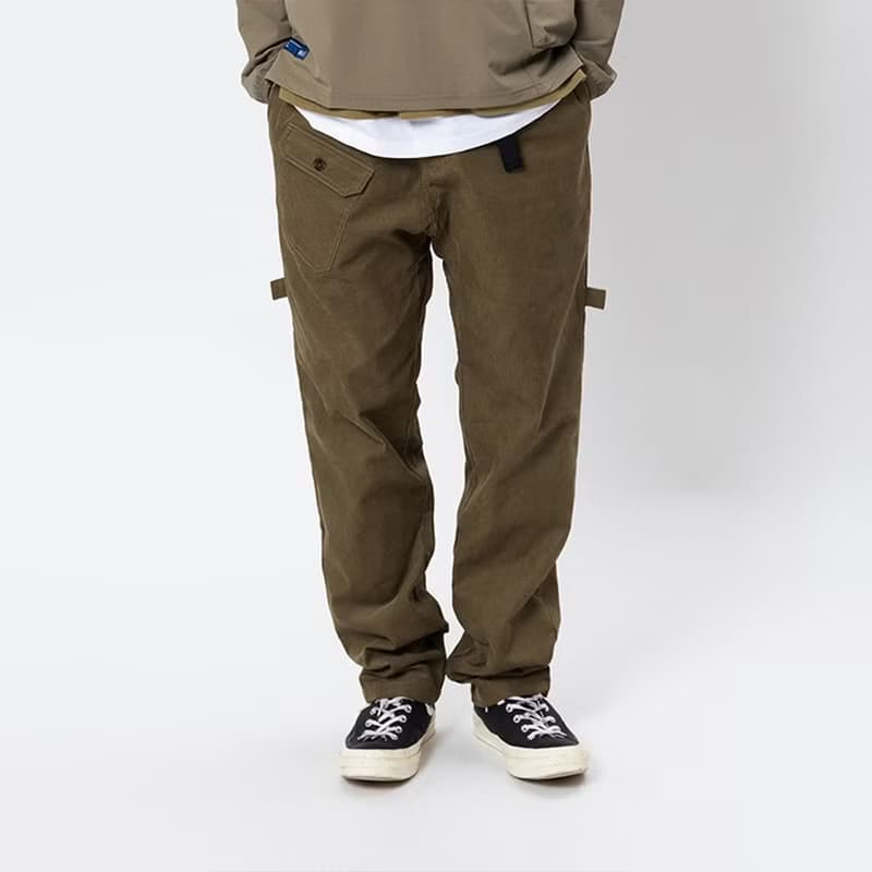 Corduroy Trousers山系調節腰帶仿燈芯絨工裝寬松微彈長褲