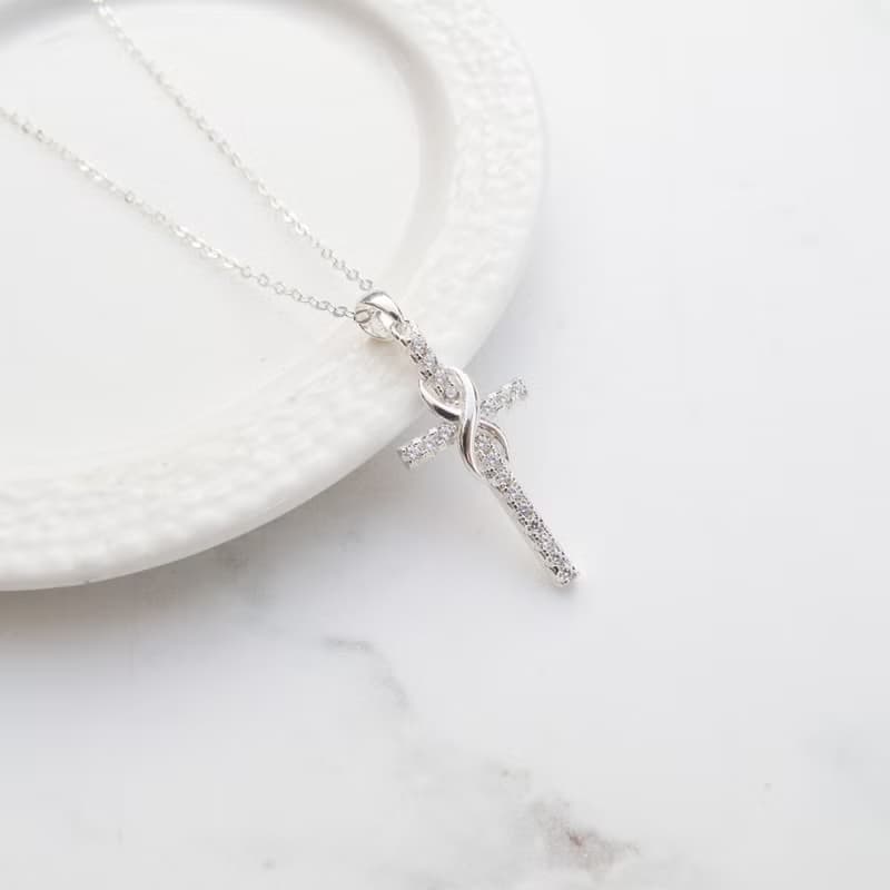 大員囡仔【獨家精選】無限x鋯石十字架   925純銀項鍊