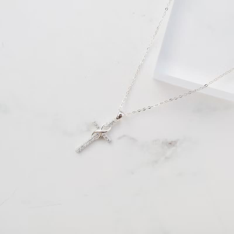 大員囡仔【獨家精選】無限x鋯石十字架   925純銀項鍊