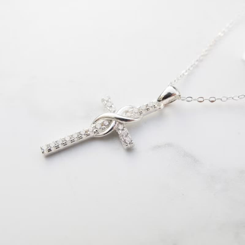 大員囡仔【獨家精選】無限x鋯石十字架   925純銀項鍊