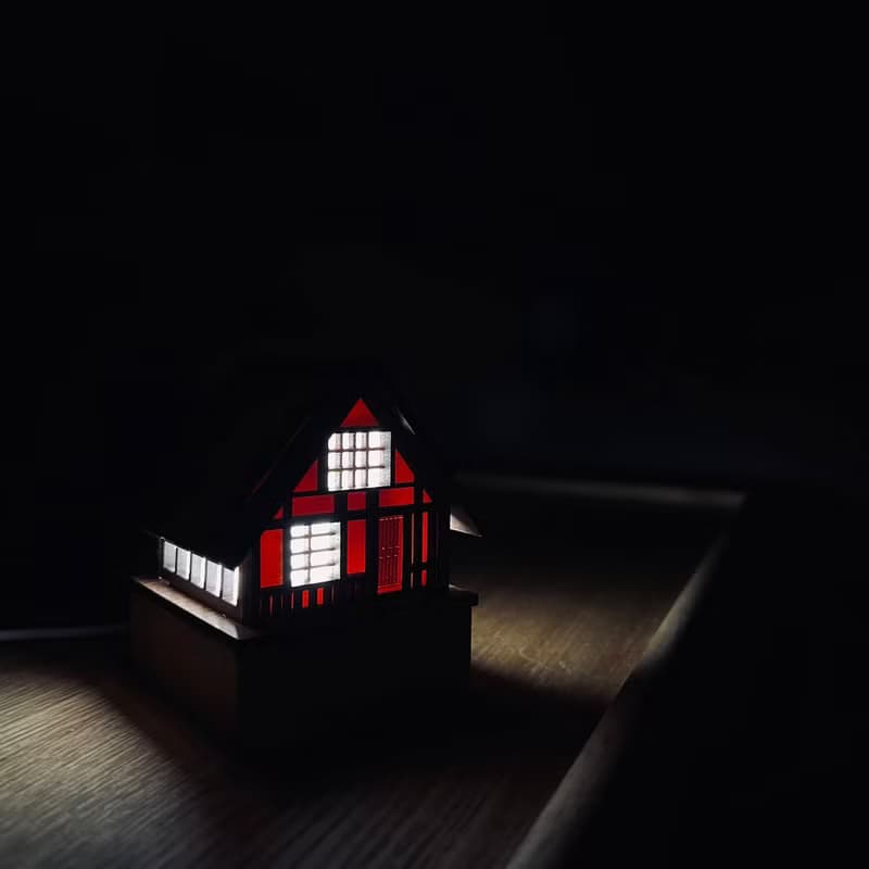 【木屋小夜燈-谷田一】床頭燈/桌面擺件/合掌村/原創設計/USB/LED