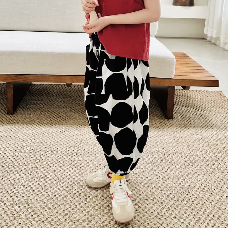 黑白圈圈純棉燈籠褲 / 褲子 童裝