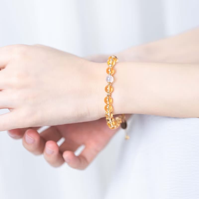 黃水晶月光石14KGF手鍊 | 巴西黃水晶月亮石招財水晶天然石手鏈