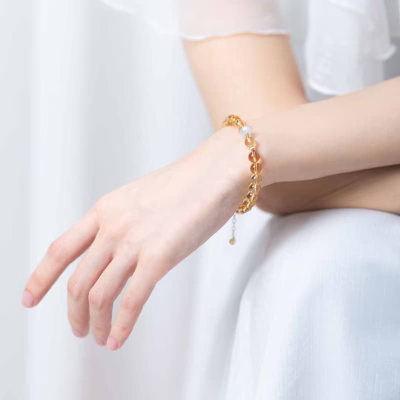 黃水晶月光石14KGF手鍊 | 巴西黃水晶月亮石招財水晶天然石手鏈