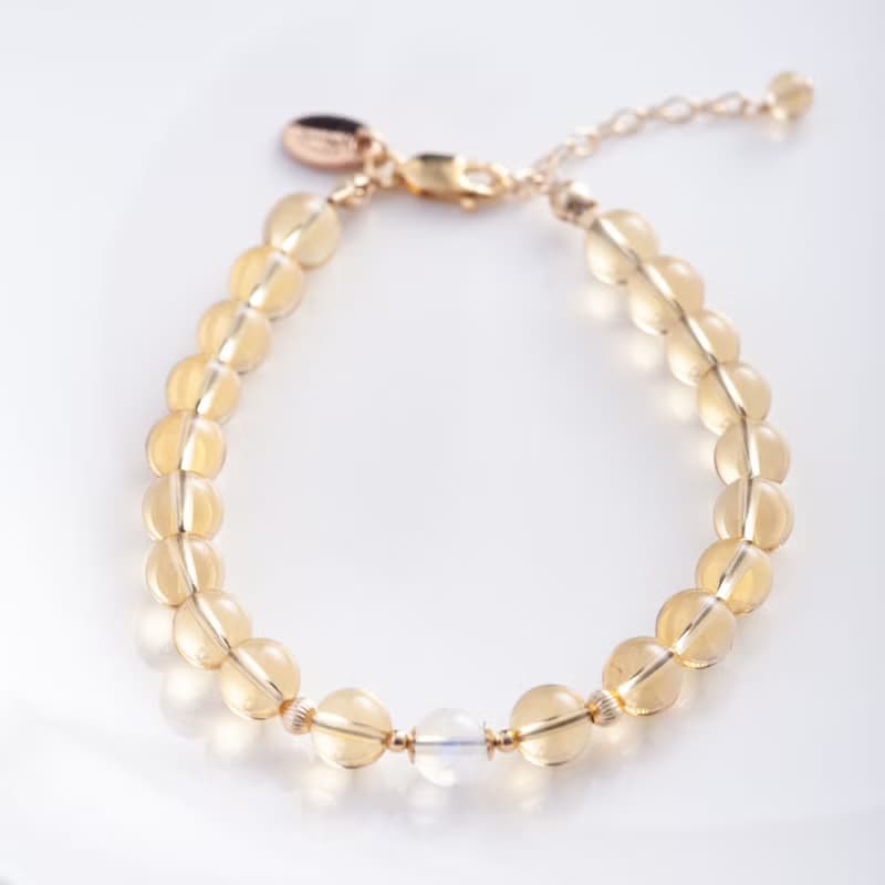 黃水晶月光石14KGF手鍊 | 巴西黃水晶月亮石招財水晶天然石手鏈