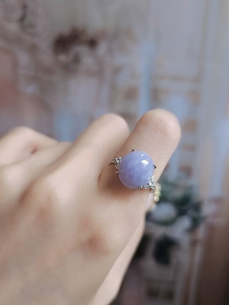 貴人•高貴|夢幻濃芭比紫|緬甸A貨翡翠純銀簡約戒指