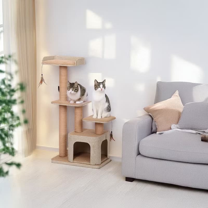 【美國Petpals】麻布紙繩雙洞遊憩跳台