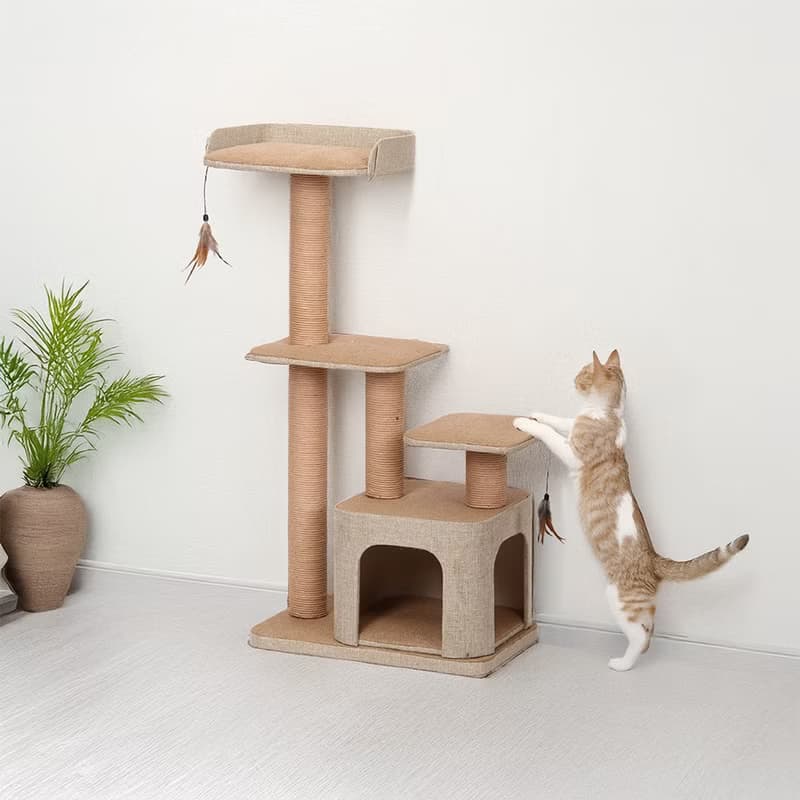 【美國Petpals】麻布紙繩雙洞遊憩跳台