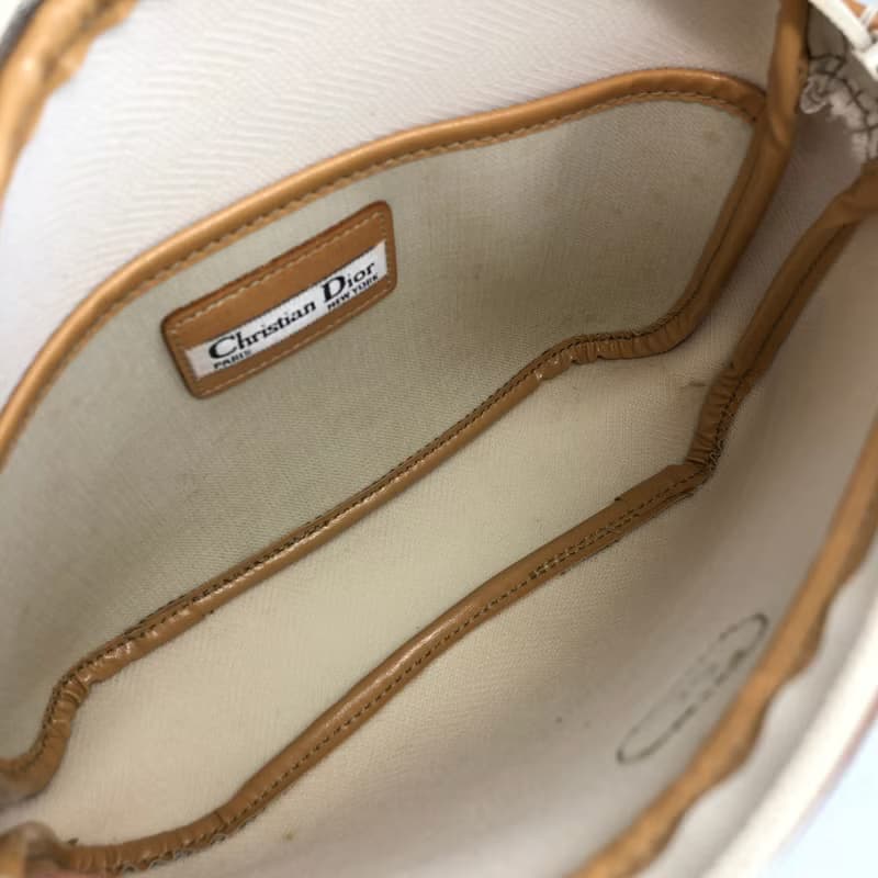 【 日本直送　名牌中古包 】Christian Dior クリスチャン ディオール ロゴ ショルダーバッグ ホワイト キャンバス vintage xi7jwf