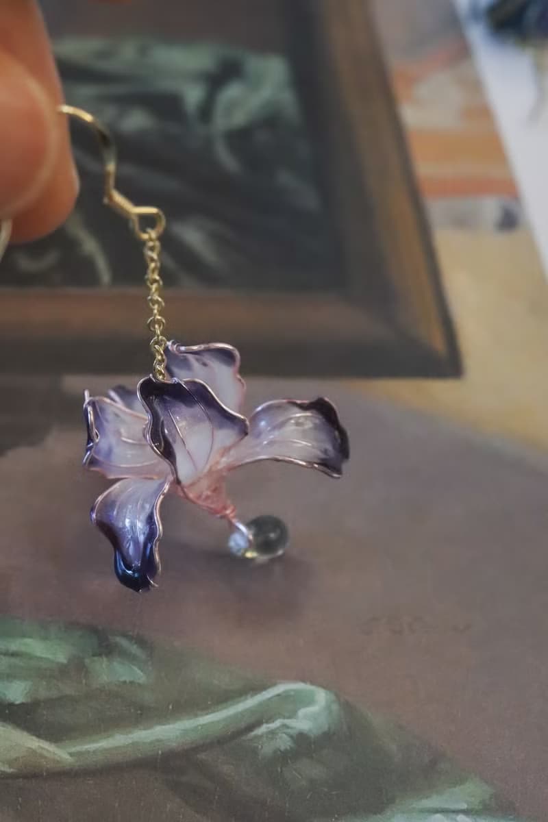 鳶尾花戀人 星月紫 水晶花樹脂耳環