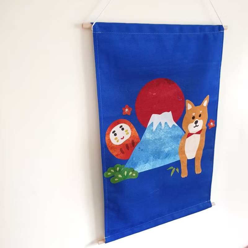 柴犬 掛畫 富士山 掛布