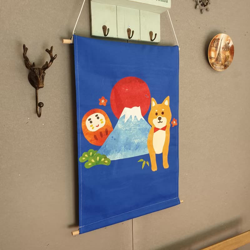柴犬 掛畫 富士山 掛布