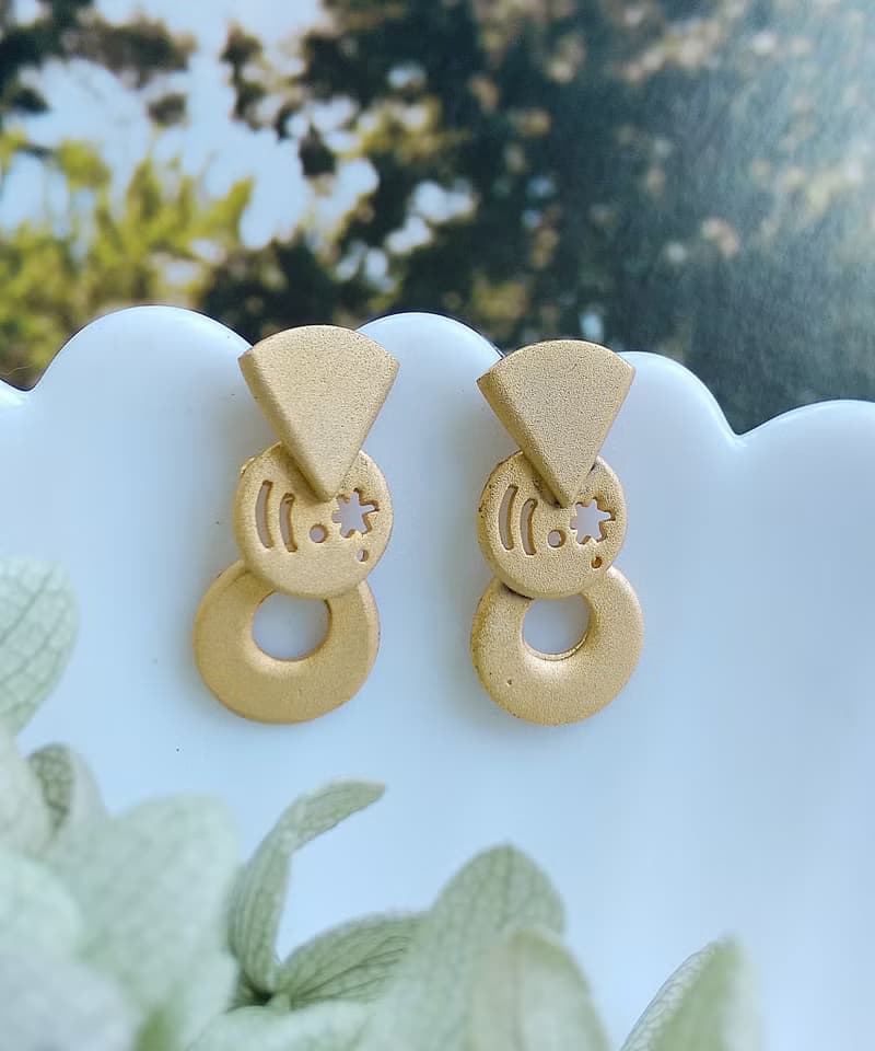 Vintage Jewelry 西洋古董飾品 小巧 Duri 啞光幾何  針式耳環