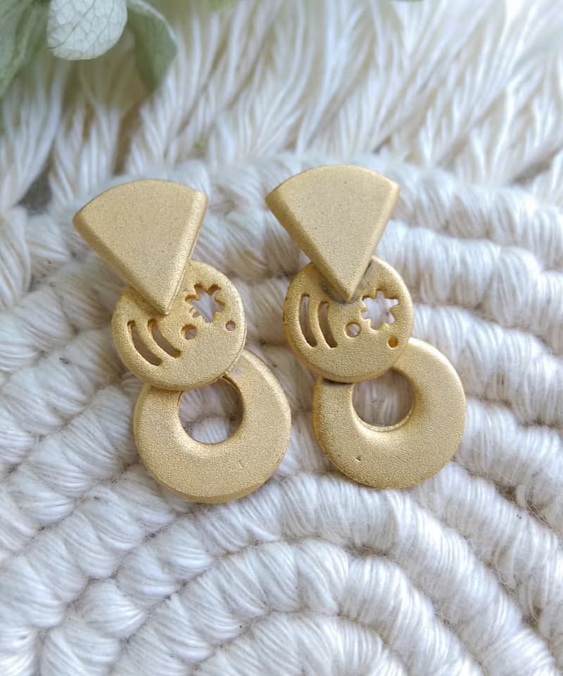 Vintage Jewelry 西洋古董飾品 小巧 Duri 啞光幾何  針式耳環