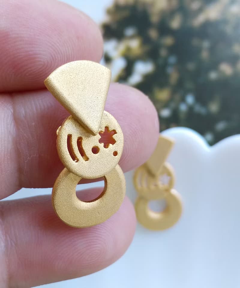 Vintage Jewelry 西洋古董飾品 小巧 Duri 啞光幾何  針式耳環