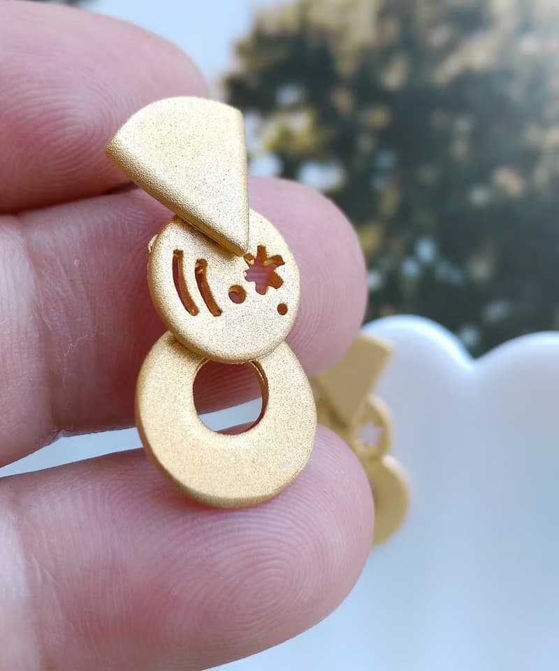Vintage Jewelry 西洋古董飾品 小巧 Duri 啞光幾何  針式耳環