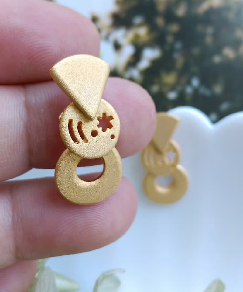 Vintage Jewelry 西洋古董飾品 小巧 Duri 啞光幾何  針式耳環