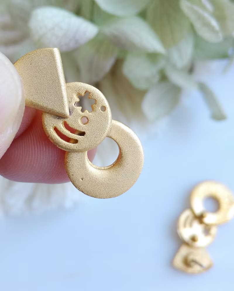 Vintage Jewelry 西洋古董飾品 小巧 Duri 啞光幾何  針式耳環