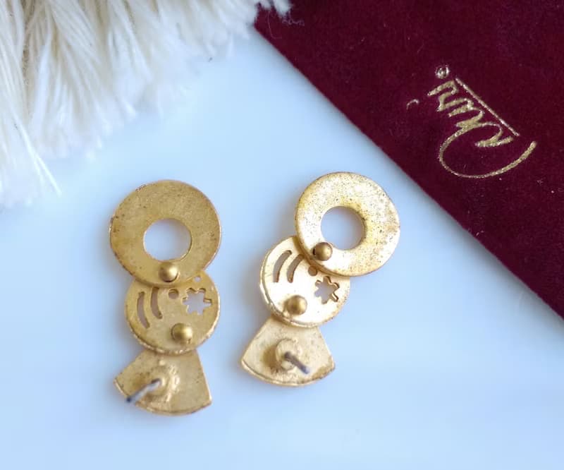 Vintage Jewelry 西洋古董飾品 小巧 Duri 啞光幾何  針式耳環