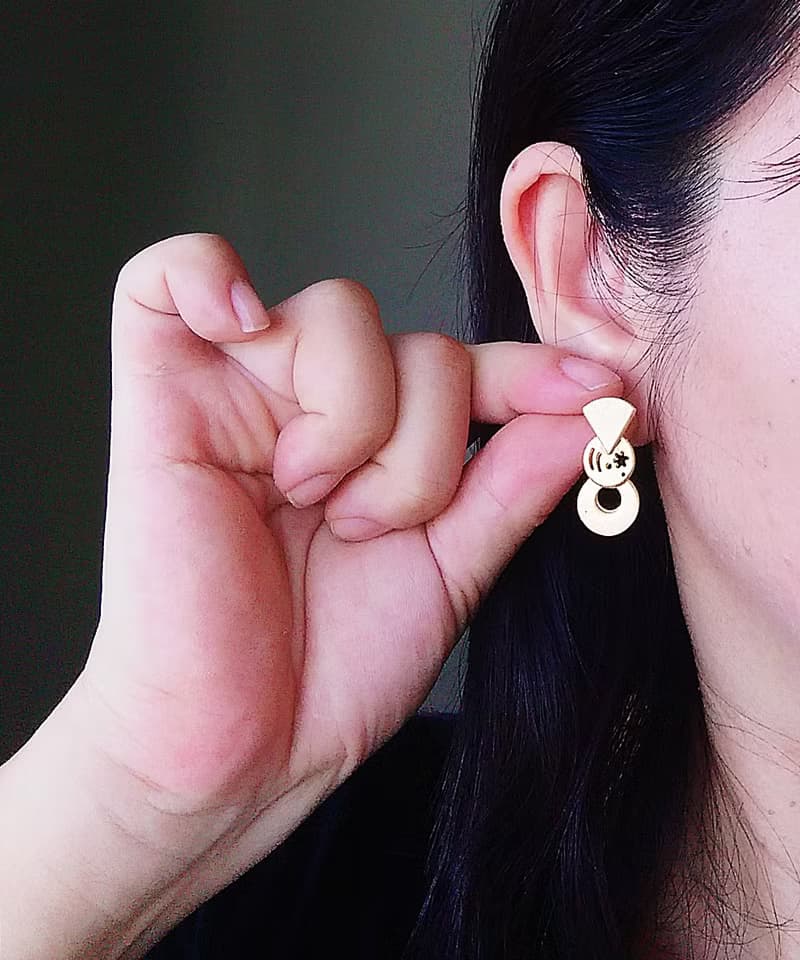 Vintage Jewelry 西洋古董飾品 小巧 Duri 啞光幾何  針式耳環