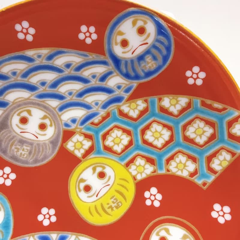 【九谷燒】青郊窯緣起小盤-扇面達摩