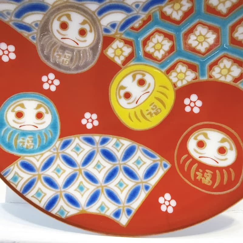 【九谷燒】青郊窯緣起小盤-扇面達摩