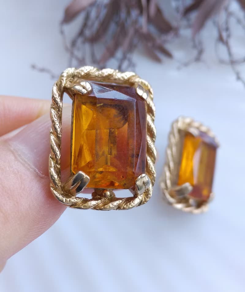 Vintage Jewelry  西洋古董飾品 SARAH COV Wild Honey 夾式耳環