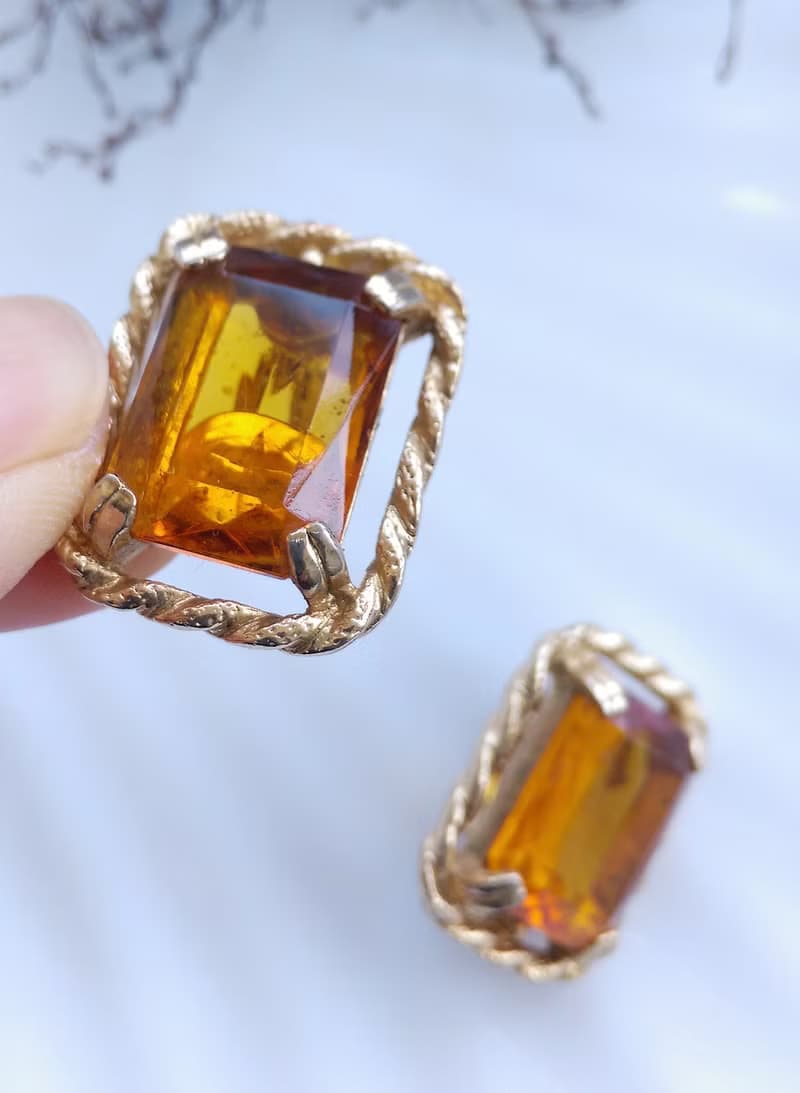 Vintage Jewelry  西洋古董飾品 SARAH COV Wild Honey 夾式耳環