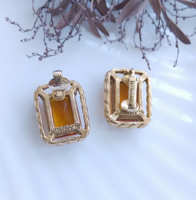 Vintage Jewelry  西洋古董飾品 SARAH COV Wild Honey 夾式耳環