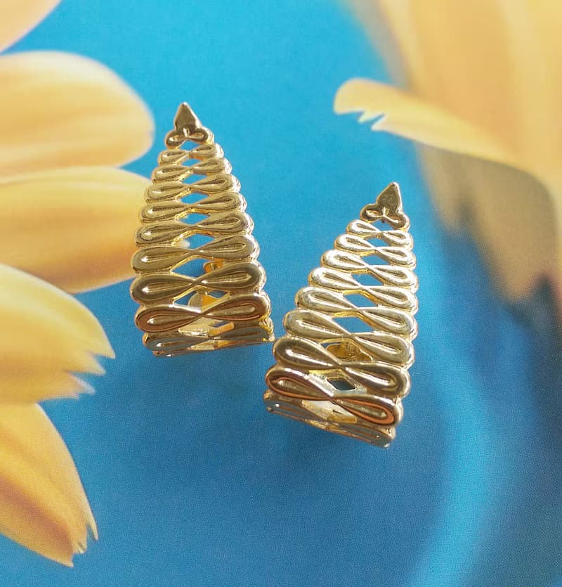 Vintage Jewelry 西洋古董飾品 金色調 無限 針式耳環