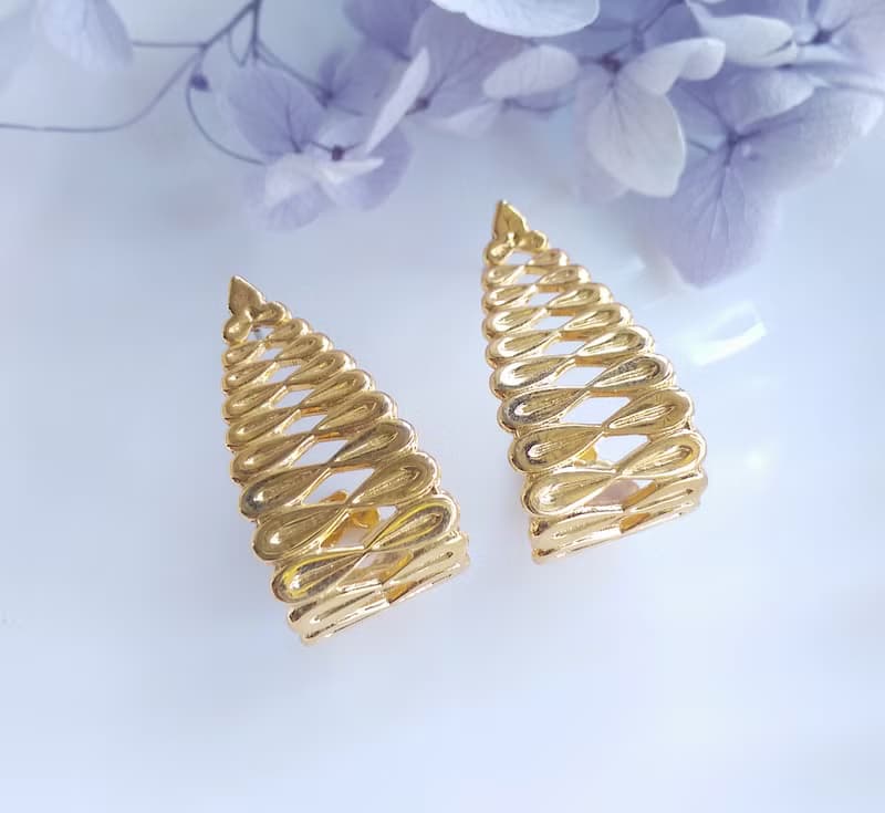 Vintage Jewelry 西洋古董飾品 金色調 無限 針式耳環
