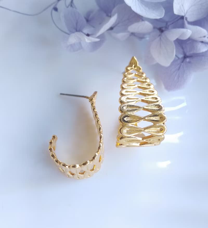 Vintage Jewelry 西洋古董飾品 金色調 無限 針式耳環