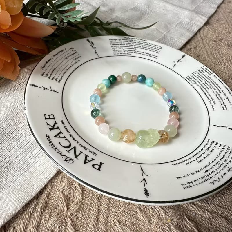 彩虹葡萄晶貔貅彈性手鍊