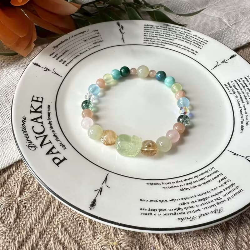 彩虹葡萄晶貔貅彈性手鍊