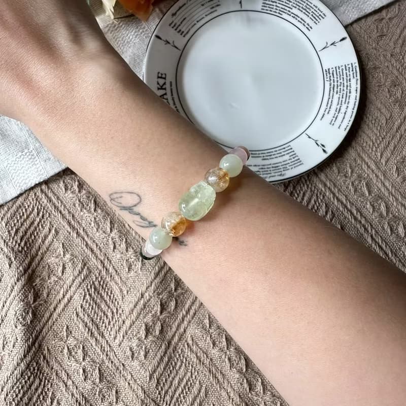 彩虹葡萄晶貔貅彈性手鍊