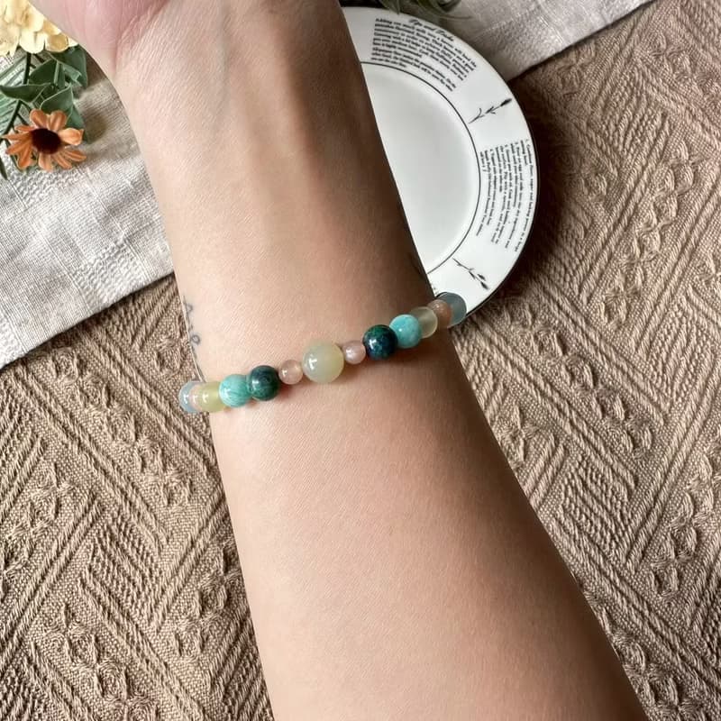 彩虹葡萄晶貔貅彈性手鍊