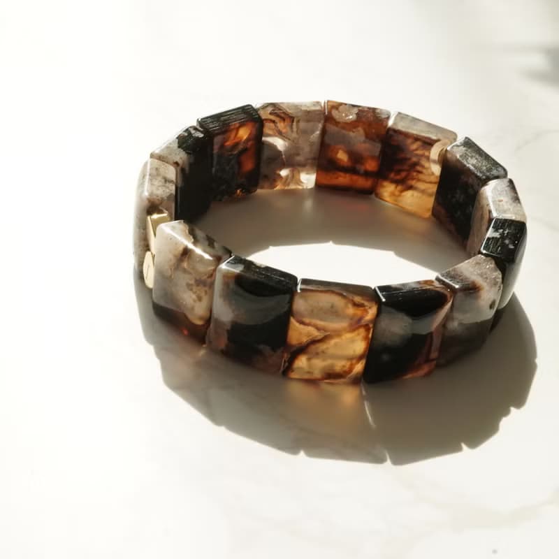 天然黑櫻花瑪瑙手排手鏈