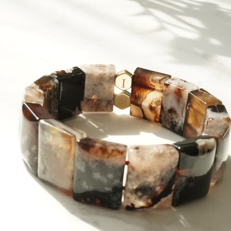 天然黑櫻花瑪瑙手排手鏈