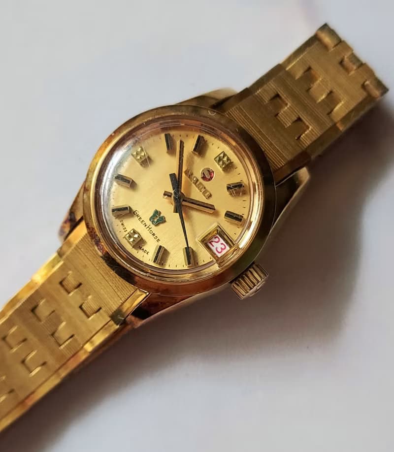瑞士 RADO 雷達 Green horse 日期自動上鍊 女用機械古董手錶