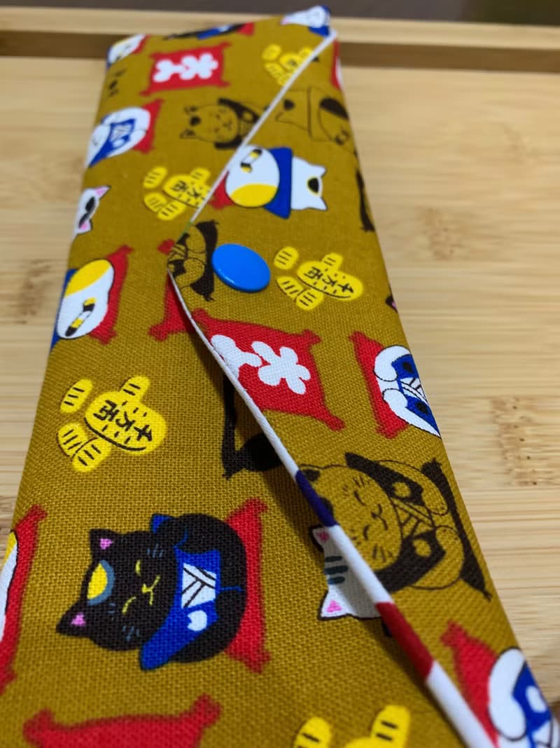 文青風環保筷袋 ~ 日系招財貓 耐看咖 收納 手作餐具袋