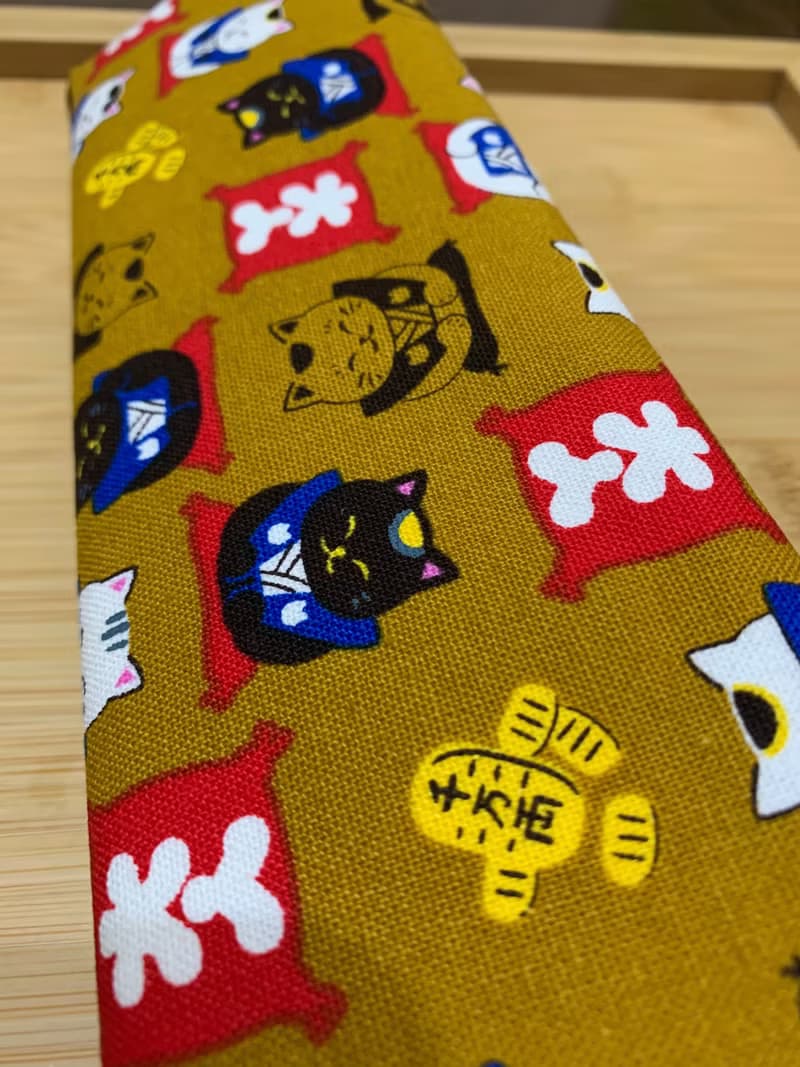 文青風環保筷袋 ~ 日系招財貓 耐看咖 收納 手作餐具袋