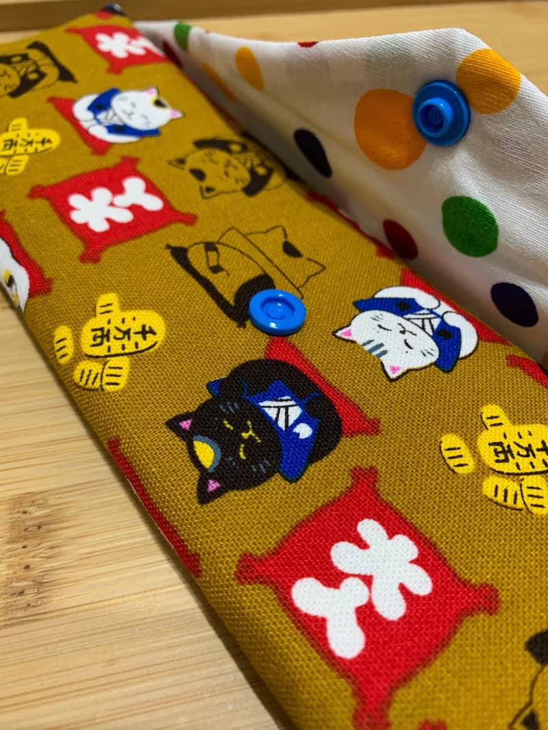 文青風環保筷袋 ~ 日系招財貓 耐看咖 收納 手作餐具袋