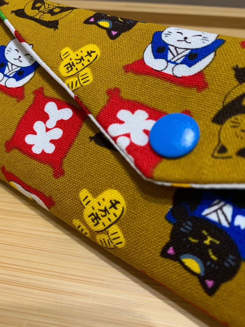 文青風環保筷袋 ~ 日系招財貓 耐看咖 收納 手作餐具袋