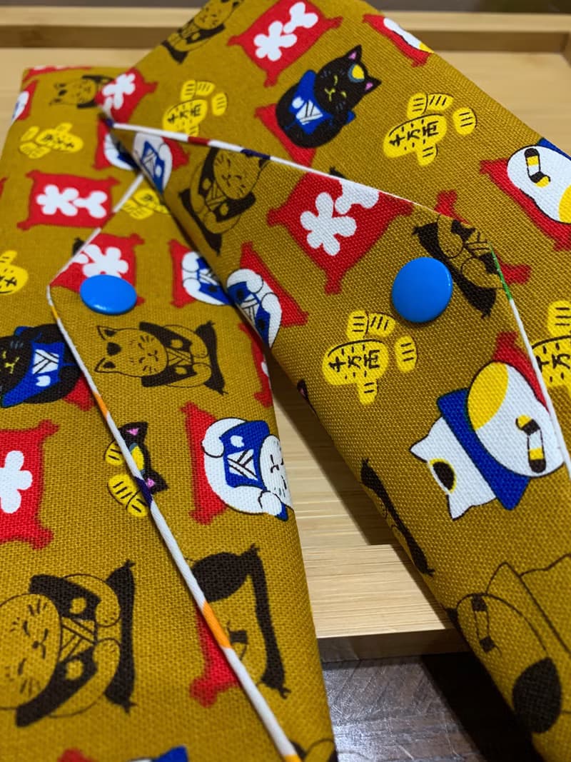 文青風環保筷袋 ~ 日系招財貓 耐看咖 收納 手作餐具袋