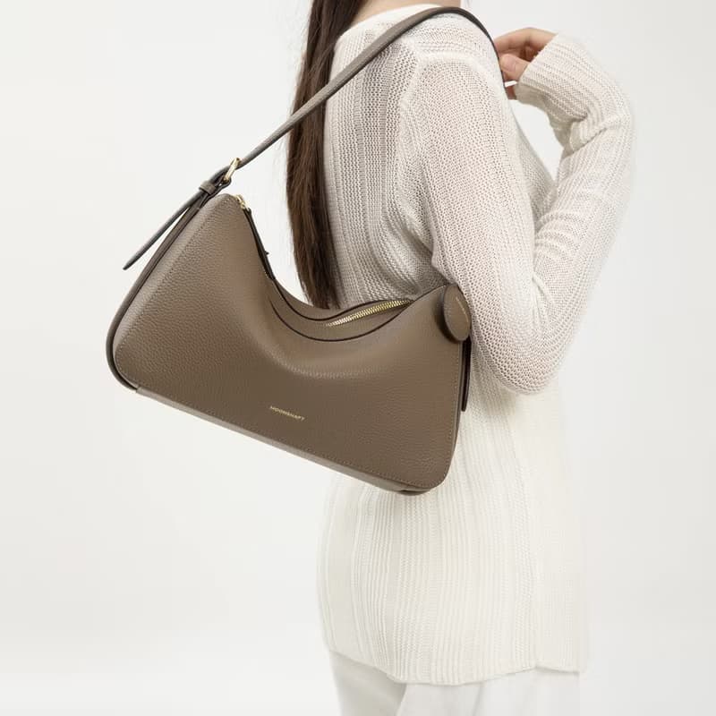 Moonshaft 月軸 Double Zip 荔枝紋小牛皮袋 32 真皮 手提包 斜揹