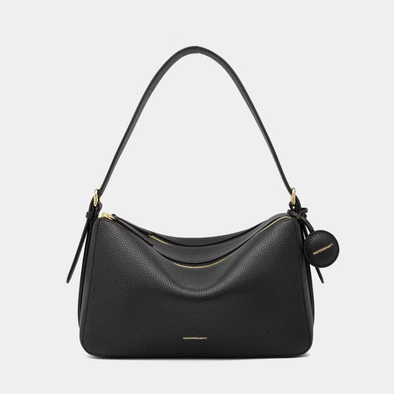 Moonshaft 月軸 Double Zip 荔枝紋小牛皮袋 32 真皮 手提包 斜揹