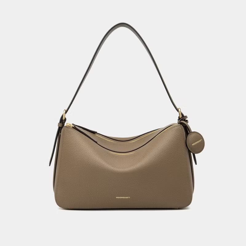 Moonshaft 月軸 Double Zip 荔枝紋小牛皮袋 32 真皮 手提包 斜揹