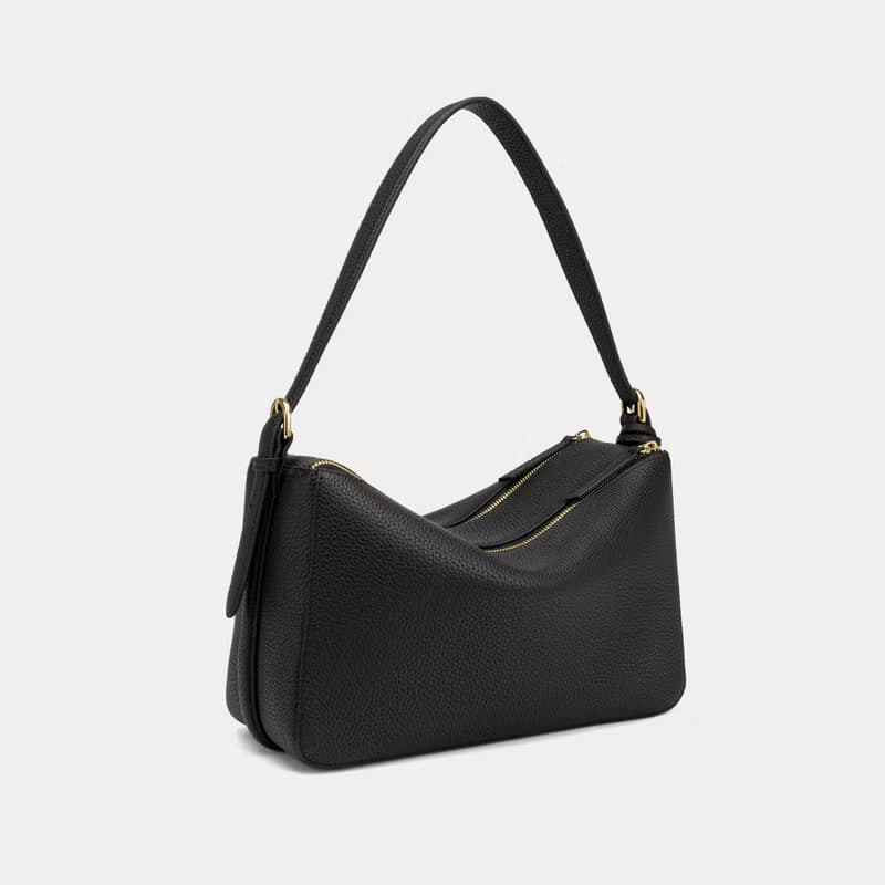 Moonshaft 月軸 Double Zip 荔枝紋小牛皮袋 32 真皮 手提包 斜揹