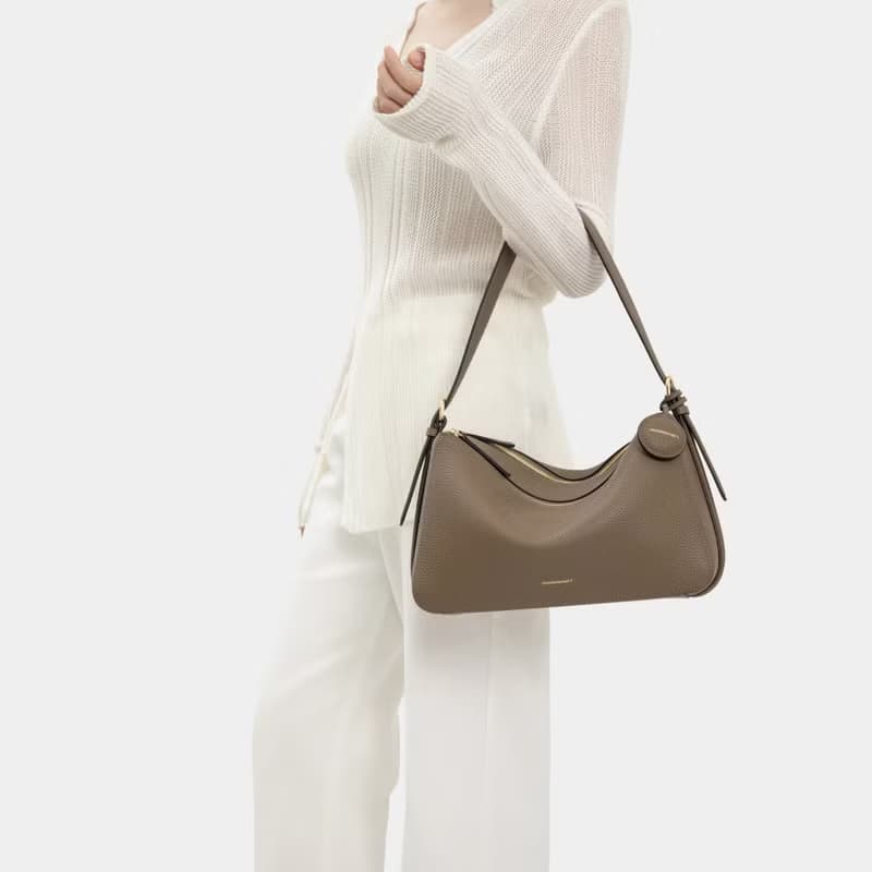 Moonshaft 月軸 Double Zip 荔枝紋小牛皮袋 32 真皮 手提包 斜揹