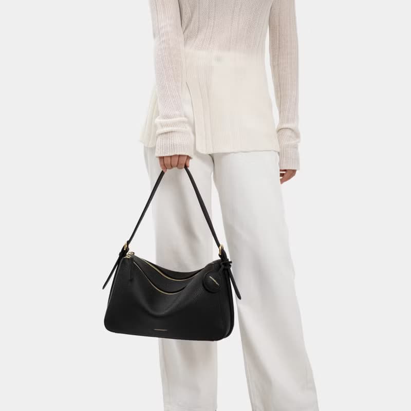 Moonshaft 月軸 Double Zip 荔枝紋小牛皮袋 32 真皮 手提包 斜揹